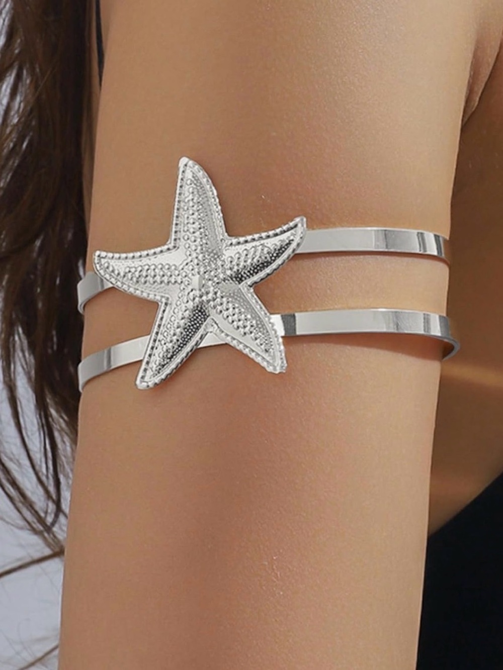 New Beachy Silver Starfish Boho Arm Cuff Bracelet